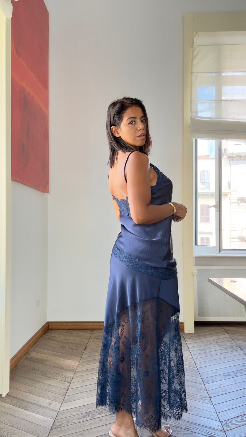 Gonna satin pizzo