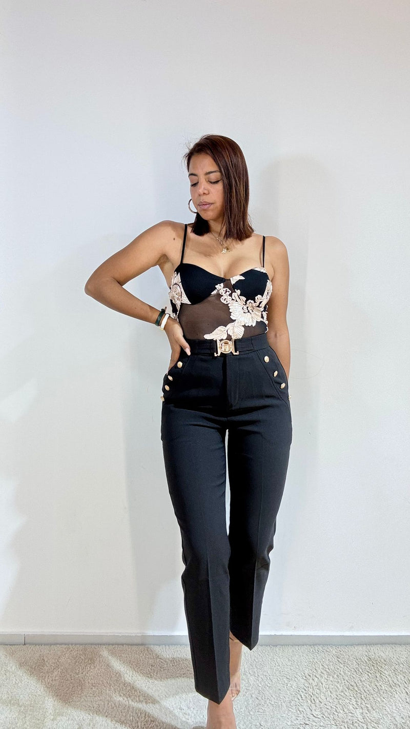 Pantaloni fibbia oro