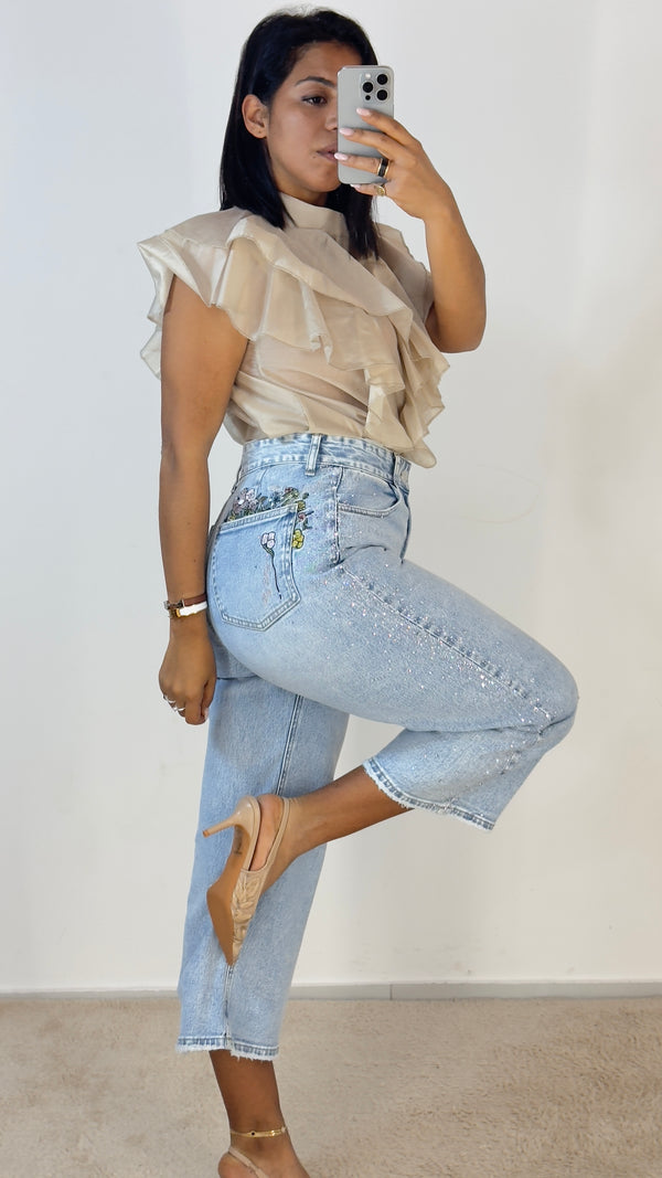 Jeans FlorealStrass