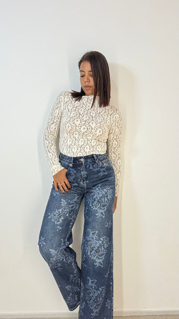 Jeans Denim Flower