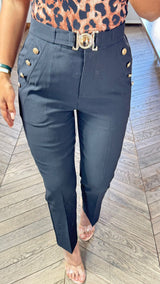Pantaloni fibbia oro