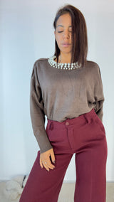 Pull collo perle
