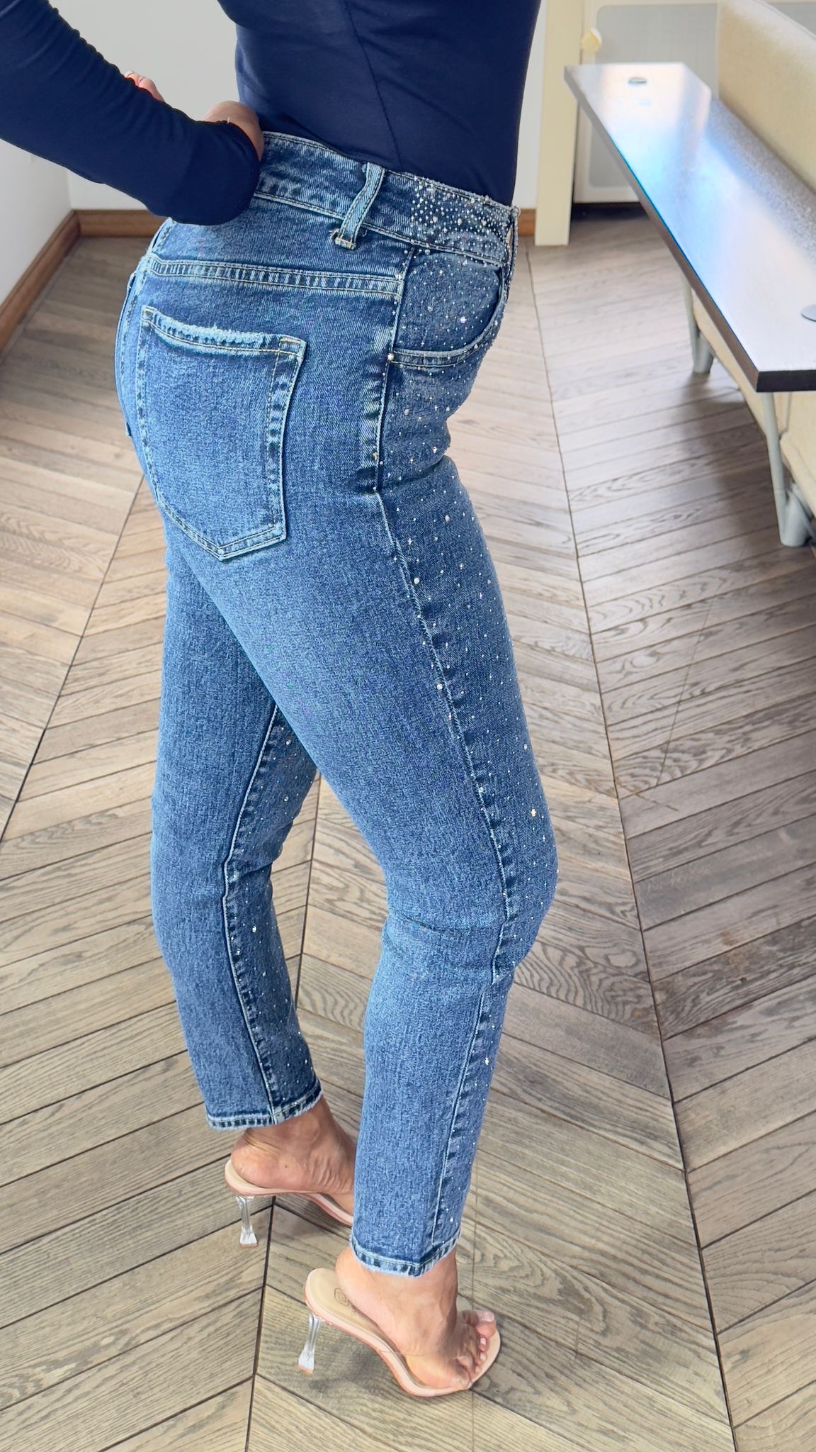 Jeans Mom strass